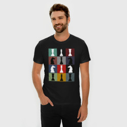 Мужская футболка хлопок Slim Шахматные фигуры на цветном фоне - фото 2