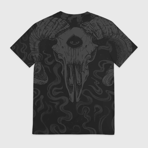 Мужская футболка 3D с принтом Slipknot - goat skull, вид сзади #1