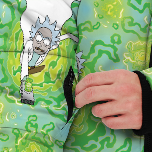Мужская зимняя куртка 3D Portal Rick and Morty, цвет черный - фото 6