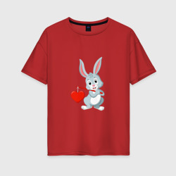 Женская футболка хлопок Oversize Влюблённый кролик
