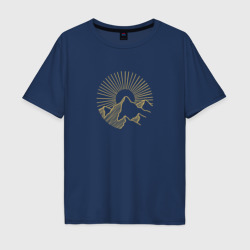 Горы и солнце в круге – Мужская футболка хлопок Oversize с принтом купить со скидкой в -16%