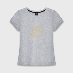Женская футболка хлопок Slim Горы и солнце в круге