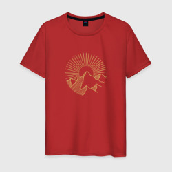 Горы и солнце в круге – Мужская футболка хлопок с принтом купить со скидкой в -20%