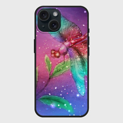 Чехол силиконовый для Apple iPhone 15 матовый Волшебная стрекоза