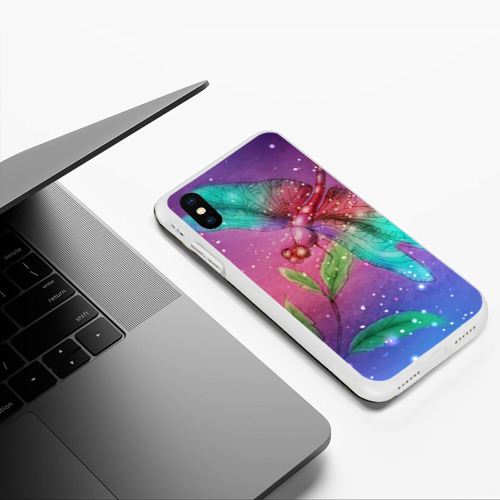 Чехол для iPhone XS Max матовый Волшебная стрекоза, цвет белый - фото 5