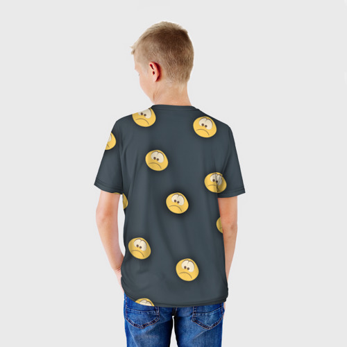 Детская футболка 3D Грусть смайла, цвет 3D печать - фото 4