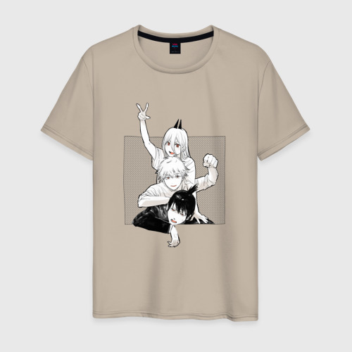 Мужская футболка хлопок Aki & Denji & Power, цвет миндальный