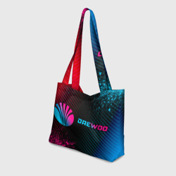 Пляжная сумка 3D Daewoo - neon gradient: надпись и символ - фото 2