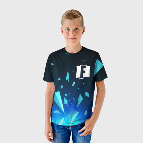 Детская футболка 3D с принтом Fortnite взрыв частиц, фото на моделе #1