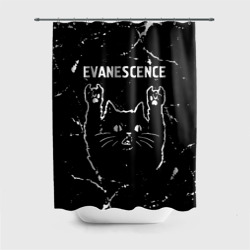 Штора 3D для ванной Группа Evanescence и рок кот