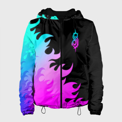 Женская куртка 3D Slipknot неоновый огонь