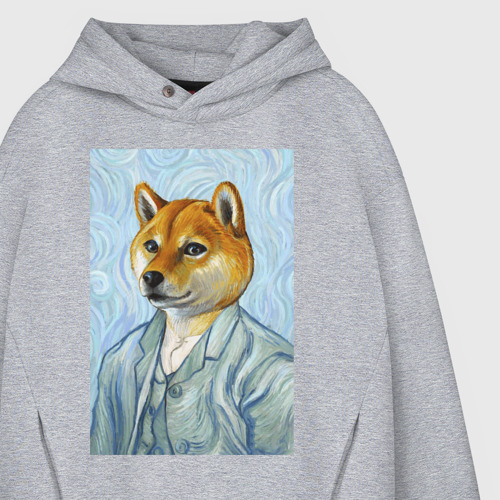 Мужское худи Oversize хлопок Corgi - Van Gogh, цвет меланж - фото 4