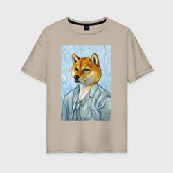 Женская футболка хлопок Oversize Corgi - Van Gogh