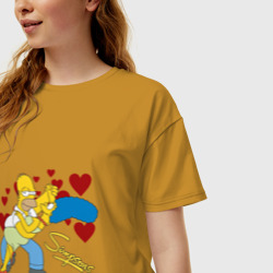 Женская футболка хлопок Oversize Гомер и Мардж Симпсон - фото 2