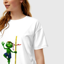 Женская футболка хлопок Oversize Лягушонок мастер боевых искусств - фото 2