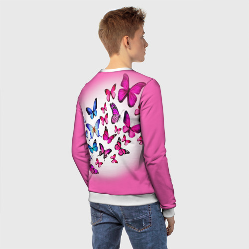 Детский свитшот 3D Бабочки на розовом фоне, цвет 3D печать - фото 4