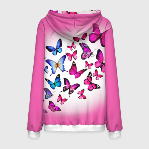 Мужская толстовка 3D Бабочки на розовом фоне, цвет белый - фото 2