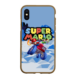 Чехол для iPhone XS Max матовый Марио и Луиджи гонщики - super Mario