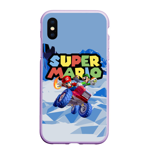 Чехол для iPhone XS Max матовый Марио и Луиджи гонщики - super Mario, цвет сиреневый