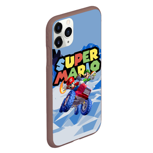 Чехол для iPhone 11 Pro матовый Марио и Луиджи гонщики - super Mario, цвет коричневый - фото 3