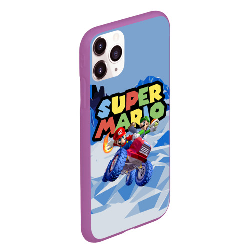 Чехол для iPhone 11 Pro Max матовый Марио и Луиджи гонщики - super Mario, цвет фиолетовый - фото 3