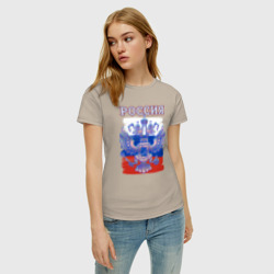 Женская футболка хлопок Россия Герб Флаг - фото 2