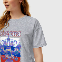 Женская футболка хлопок Oversize Россия Герб Флаг - фото 2