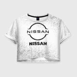 Женская футболка Crop-top 3D Nissan с потертостями на светлом фоне