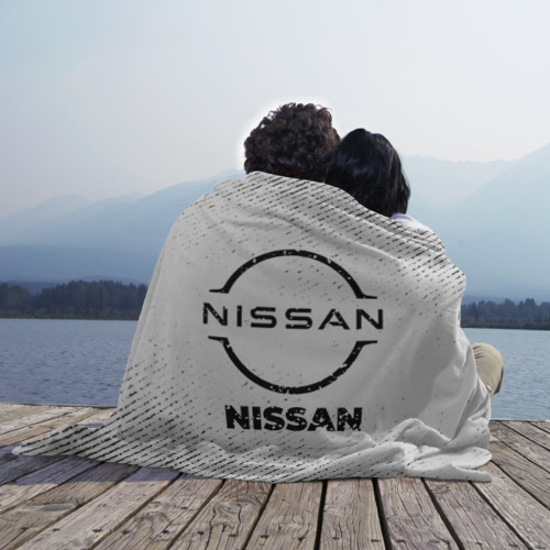Плед 3D Nissan с потертостями на светлом фоне, цвет 3D (велсофт) - фото 3