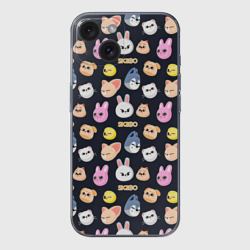 Чехол для iPhone 15 силиконовый с защитой камеры Skzoo pattern