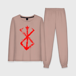 Женская пижама с лонгсливом хлопок Берсерк красный гранж