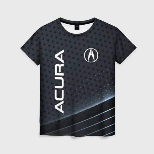 Женская футболка 3D с принтом Acura карбон, вид спереди #2