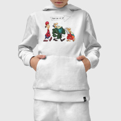 Костюм с принтом Троица-Остров Сокровищ для ребенка, вид на модели спереди №3. Цвет основы: белый