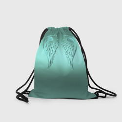 Рюкзак-мешок 3D Блестящие крылья ангела на бирюзовом фоне