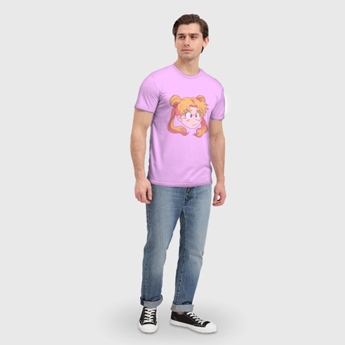 Мужская футболка 3D с принтом Милая Банни, вид сбоку #3