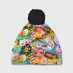 Шапка 3D c помпоном Skzoo stickers characters