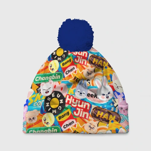 Шапка 3D c помпоном Skzoo stickers characters