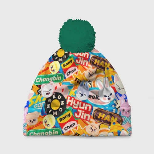 Шапка 3D c помпоном Skzoo stickers characters