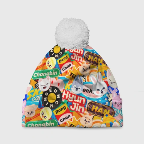 Шапка 3D c помпоном Skzoo stickers characters