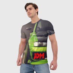 Мужская футболка 3D JDM машина зеленая тюнингованная - фото 2