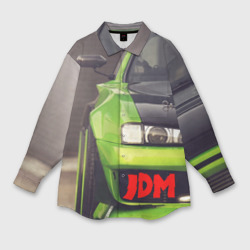 Мужская рубашка oversize 3D JDM машина зеленая тюнингованная