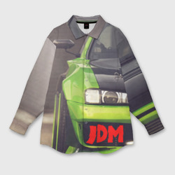 Женская рубашка oversize 3D JDM машина зеленая тюнингованная