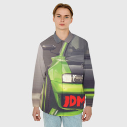 Мужская рубашка oversize 3D JDM машина зеленая тюнингованная - фото 2