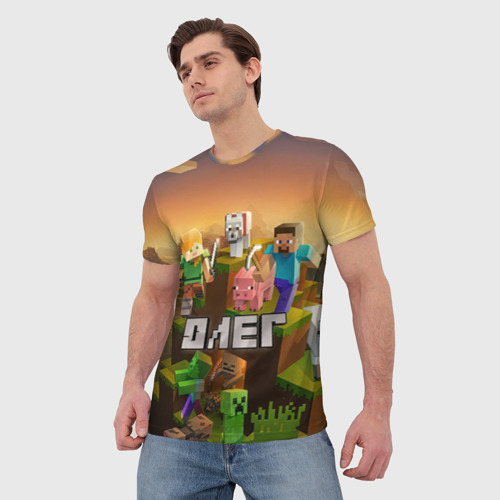 Мужская футболка 3D с принтом Олег Minecraft, фото на моделе #1