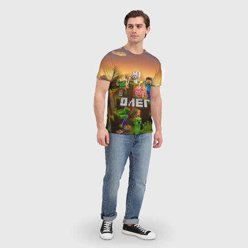 Мужская футболка 3D с принтом Олег Minecraft, вид сбоку #3