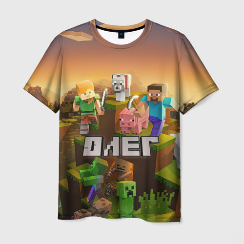 Мужская футболка 3D с принтом Олег Minecraft, вид спереди #2