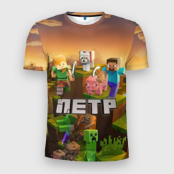 Мужская футболка 3D Slim Петр Minecraft