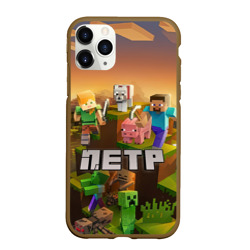 Чехол для iPhone 11 Pro Max матовый Петр Minecraft