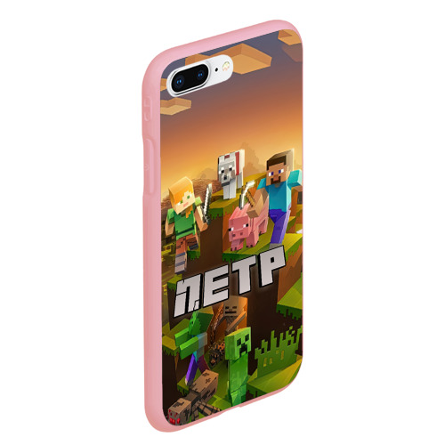 Чехол для iPhone 7Plus/8 Plus матовый Петр Minecraft, цвет баблгам - фото 3