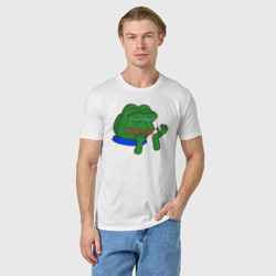 Мужская футболка хлопок Лягушонок Пепе в слезах - фото 2